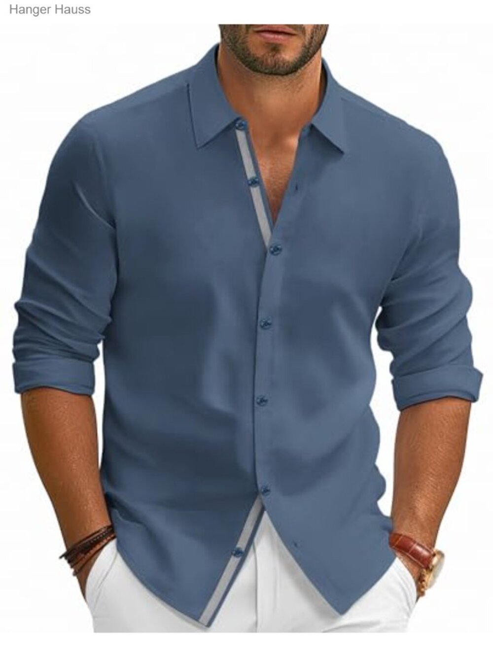 Men's Wrinkle-Free Stretch Dress Shirt Button Down Casual Business Long Sleeve